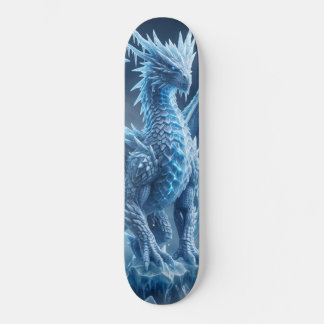 Skateboard Dragon de glace bleu majestueux