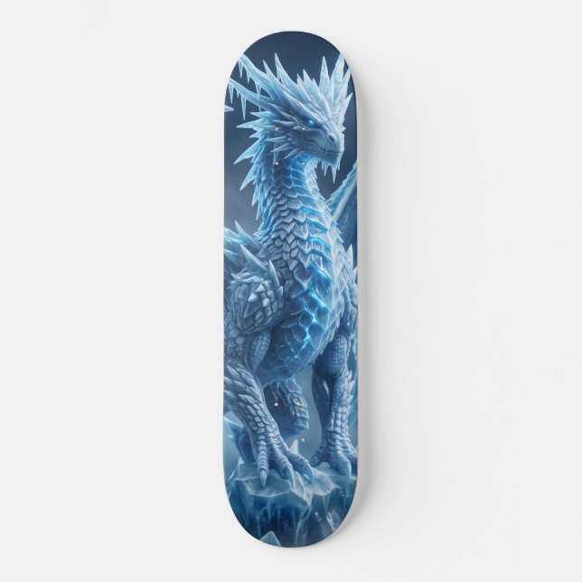 Skateboard Dragon de glace bleu majestueux  (Recto)