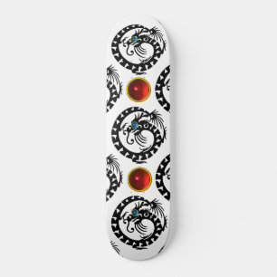 Skateboard DRAGON DE NAKE NOIR, Pierres rouges de rubis