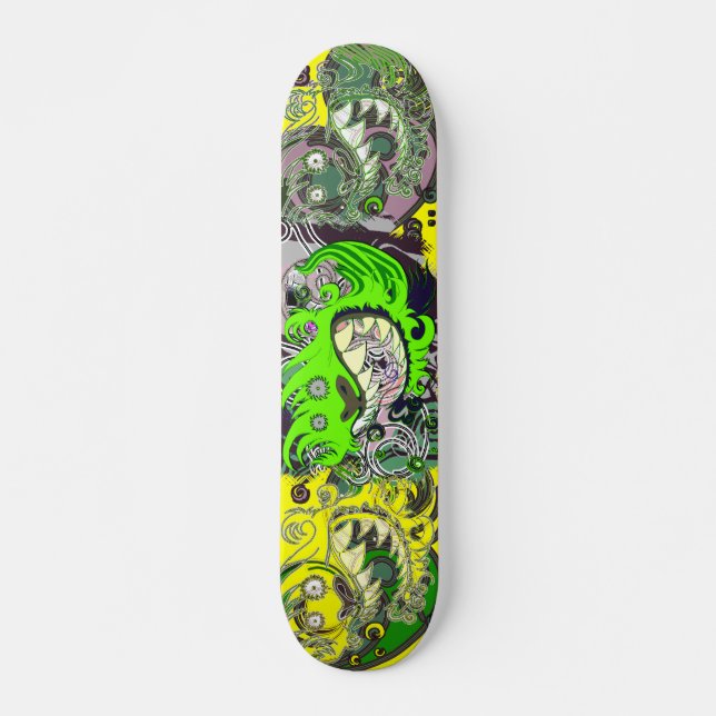 Skateboard Dragon fou (Vert) (Devant)