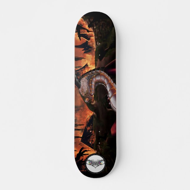 Skateboard Dragon métal engrenage peau solide brillant rouge  (Devant)