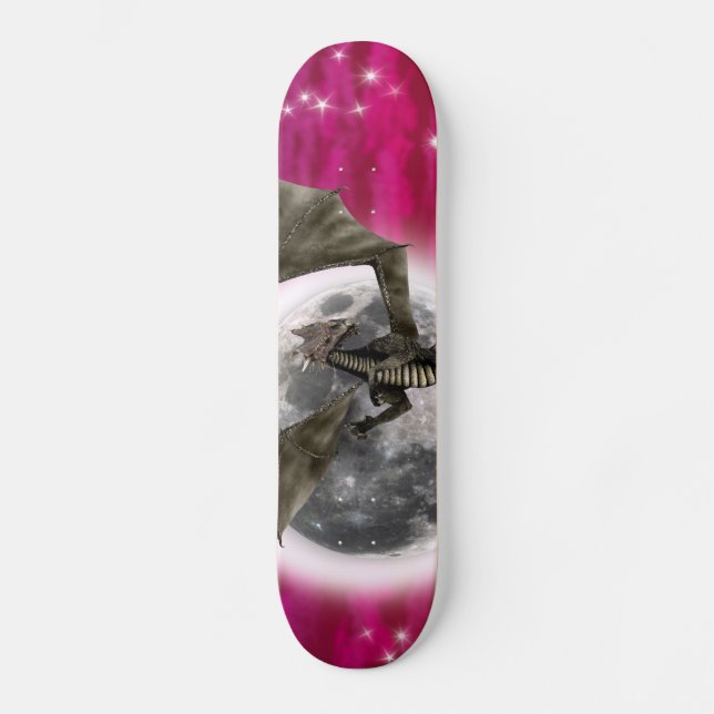 Skateboard Dragon Noir - Créature Fantastique Mythique Ciel R (Recto)