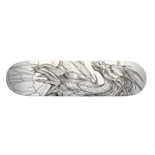 Skateboard dragon noir et blanc