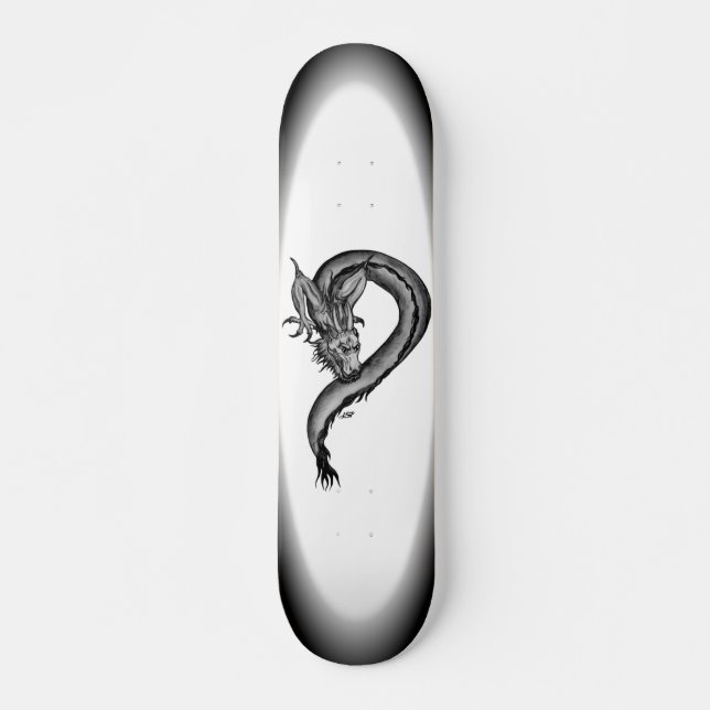 Skateboard Dragon noir et blanc (Devant)
