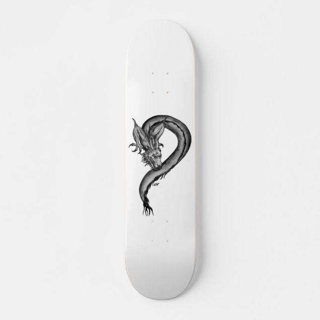 Skateboard Dragon noir et blanc (Devant)