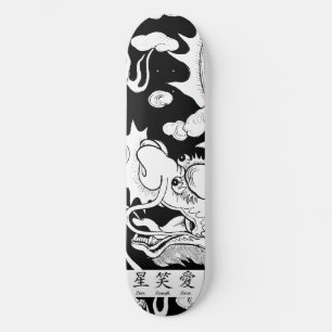 SKATEBOARD DRAGON NOIR ET BLANC