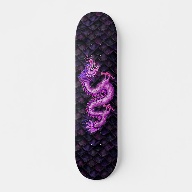 Skateboard Dragon rose de fille sur les échelles de dragon (Devant)
