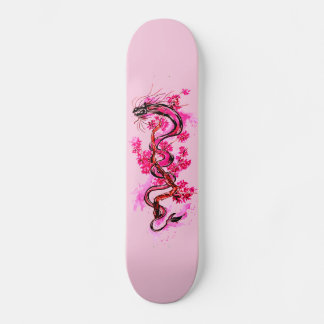 Skateboard Dragon rose et fleurs