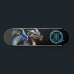 Skateboard *~* Dragon Turquoise métallique AP88 à fibre éléme<br><div class="desc">(Code de recherche AP88 pour trouver des articles similaires ) Transfert facile vers d'autres produits Zazzle. DRAGON Élément Élémentaire avec ANNEAU de FEU / FLAMES / FLAME et MONOGRAMME INITIAL pour votre nom - Conserver ou modifier ou supprimer le texte. Cette Fierce Popular skateboard de tendance chinoise style personnalisé pro...</div>