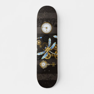 Skateboard Dragonflies de Steampunk sur arrière - plan rayé b