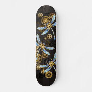 Skateboard Dragonflies de Steampunk sur arrière - plan rayé b
