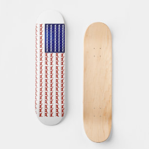 Skateboard Drapeau 4 juillet chat rouge blanc et bleu