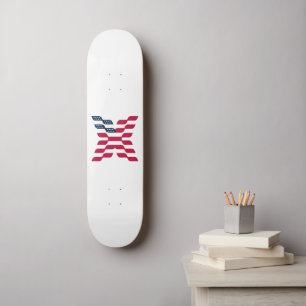 Skateboard Drapeau américain abstrait lettre X 