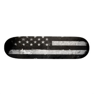 Skateboard Drapeau américain grunge noir et blanc