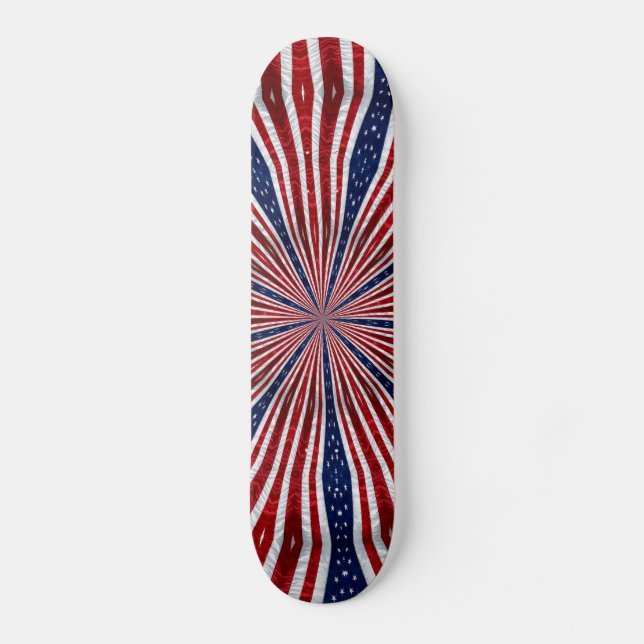 Skateboard Drapeau américain Kaleidoscope Abstrait 2 (Recto)