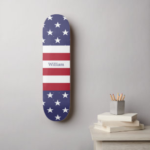 Skateboard Drapeau américain Patriotique Nom personnalisé Ble