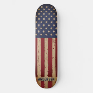 Skateboard Drapeau américain Patriotique Personnalisé Bois Ru