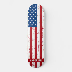 Skateboard Drapeau Américain Personnalisé Étoiles Frappes Pat