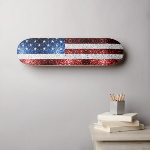 Skateboard drapeau américain rouge blanc brillant parties sci