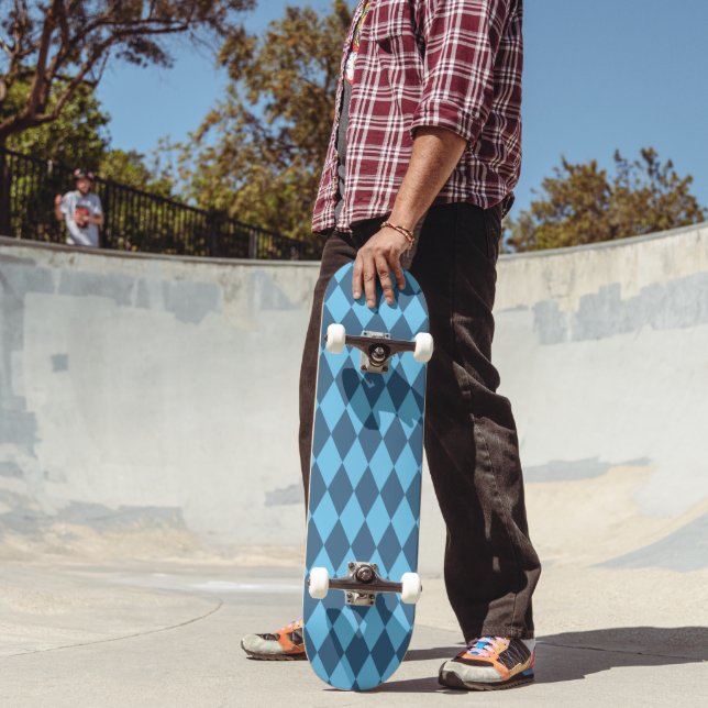 Skateboard Drapeau bleu Bavaria Rhombus Motif (Extérieur 2)