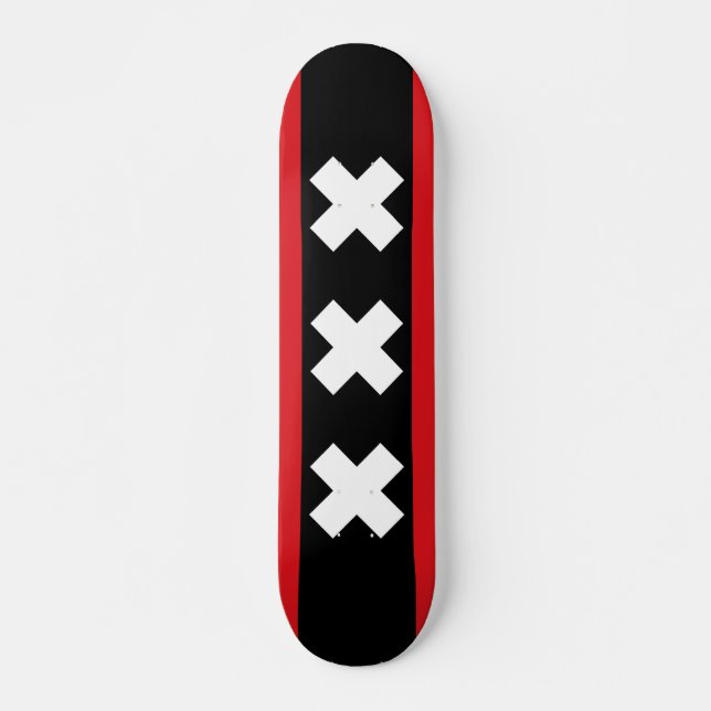 Skateboard Drapeau d'Amsterdam, Pays-Bas (Devant)