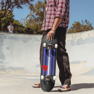 Skateboard Drapeau de fierté en cuir SlipperyJoe's noir bleu 
