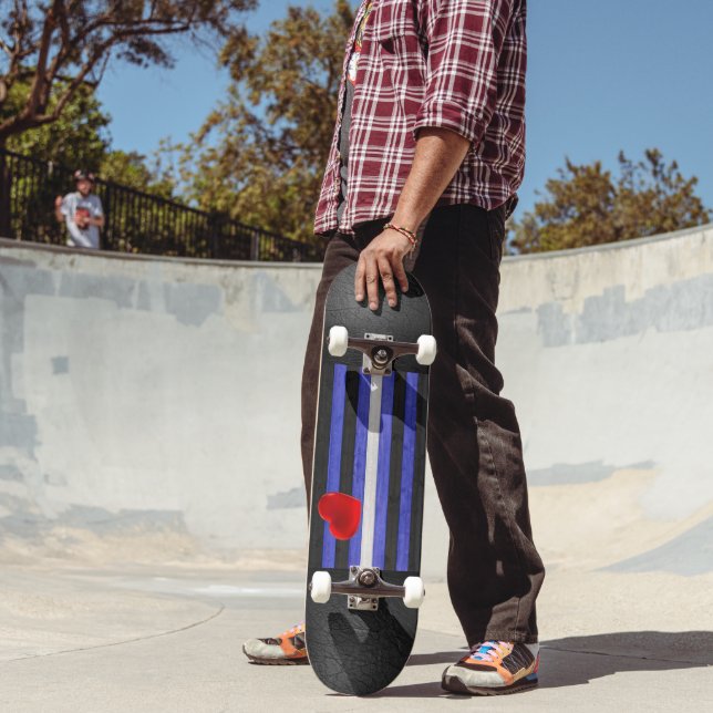 Skateboard Drapeau de fierté en cuir SlipperyJoe's noir bleu  (Extérieur 2)
