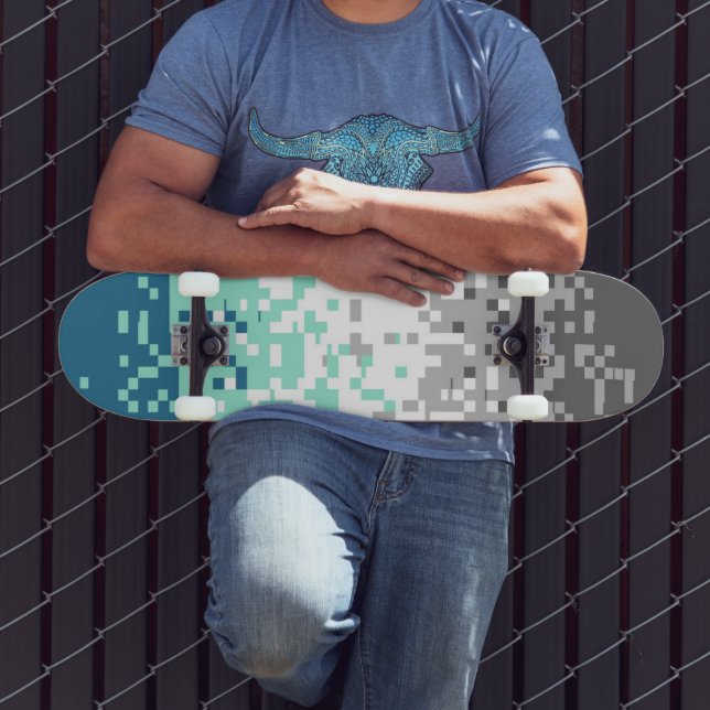 Skateboard Drapeau de fierté frayromantique abstrait pixelisé (Extérieur 3)