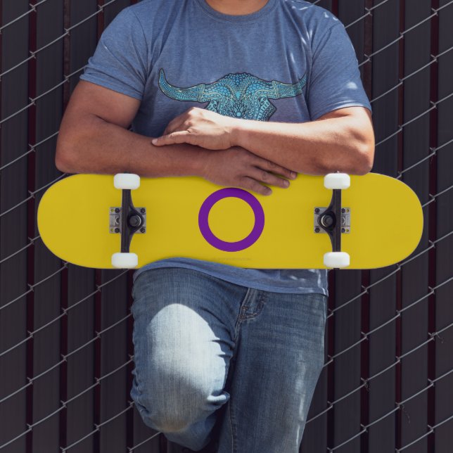 Skateboard Drapeau de fierté intersexe de SlipperyJoe's fond  (Extérieur 3)