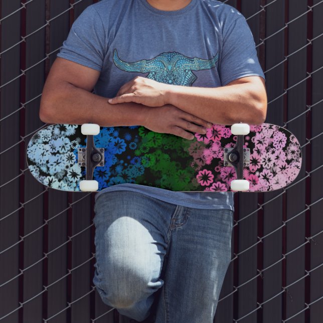 Skateboard Drapeau de fierté Omniromantique Fleuris Mignon Ré (Extérieur 3)