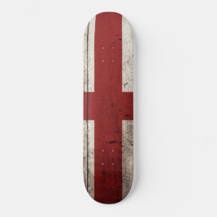 Skateboard Drapeau de l'Angleterre sur le vieux grain en bois