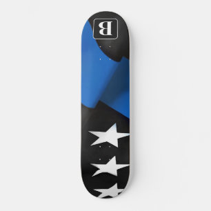 Skateboard Drapeau de police personnalisé Ligne bleue mince