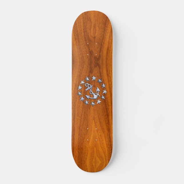 Skateboard Drapeau de yacht Connexion en bois de teck nautiqu (Recto)