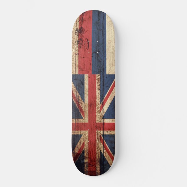 Skateboard Drapeau d'état d'Hawaï sur le vieux grain en bois (Recto)