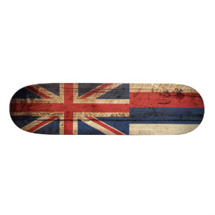 Skateboard Drapeau d'état d'Hawaï sur le vieux grain en bois