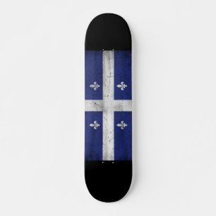 Skateboard Drapeau du Québec style grunge érodé