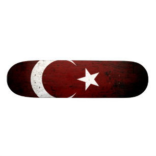 Skateboard Drapeau grunge noir de la Turquie
