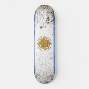 Skateboard Drapeau grunge noir de l'Argentine