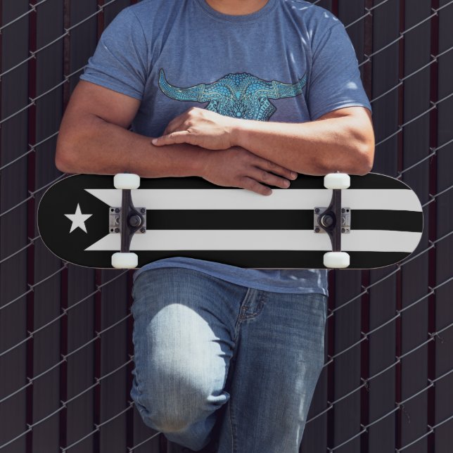 Skateboard Drapeau noir de Porto Rico (Extérieur 3)