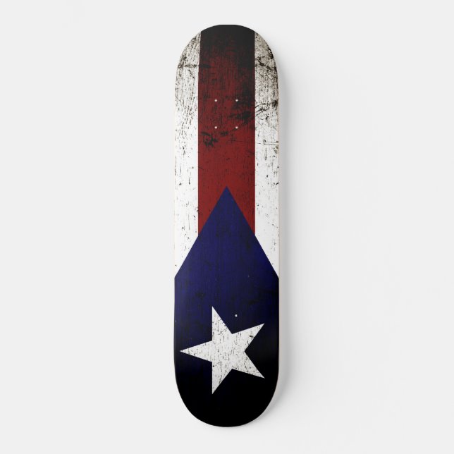 Skateboard Drapeau noir de Porto Rico Grunge (Recto)