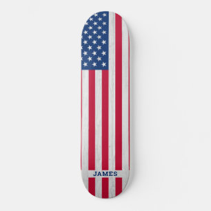 Skateboard Drapeau Patriotique Rouge Blanc Bleu Américain