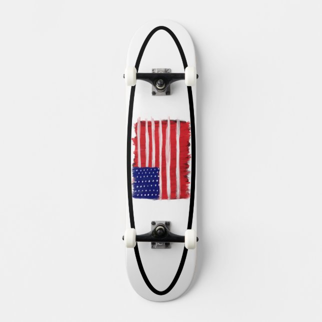 Skateboard Drapeau peint d'art populaire (Recto)