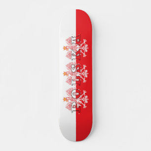 Skateboard Drapeau Polska Aigles rouges