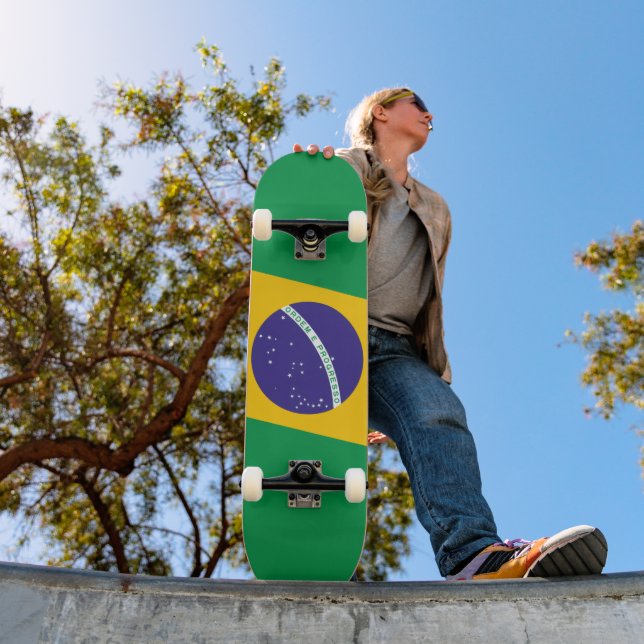 Skateboard Drapeau stylisé du Brésil (Extérieur 1)