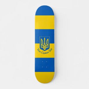 Skateboard Drapeau ukrainien avec blason et texte personnalis
