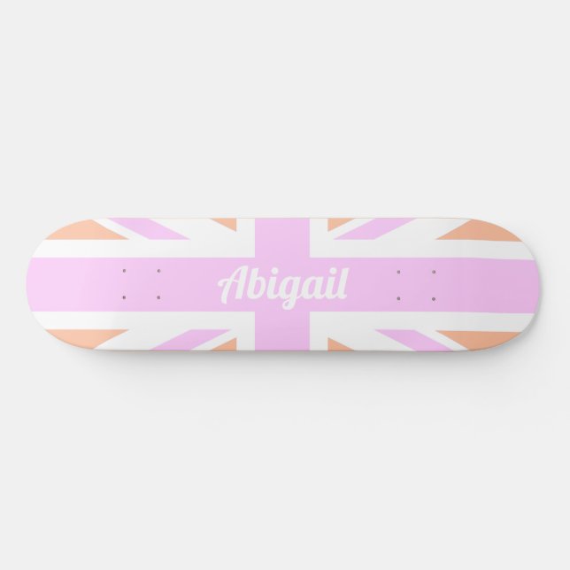 Skateboard Drapeau Union Jack / Royaume-Uni en Gilry Pink & O (Horz)