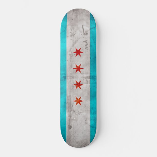 Skateboard Drapeau vintage patiné d'état de Chicago (Recto)