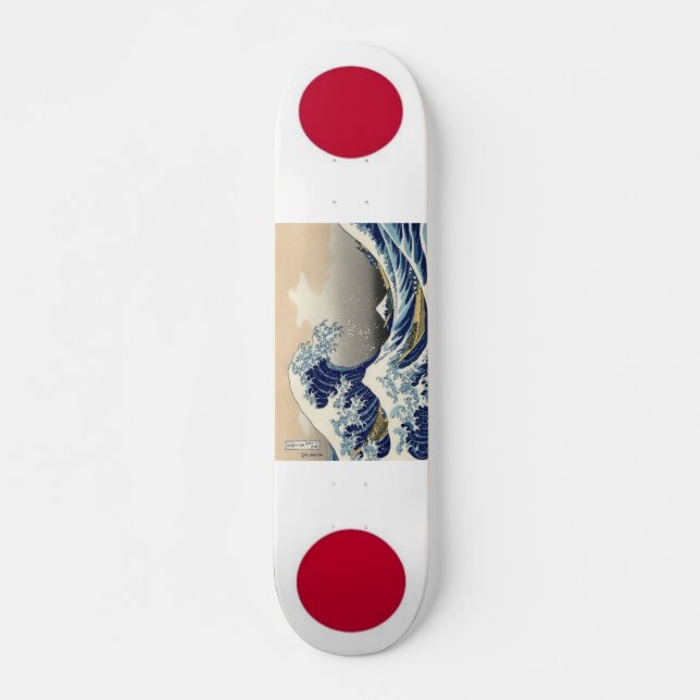 Skateboard Drapeaux du Japon avec la vague de Hokusai (Devant)