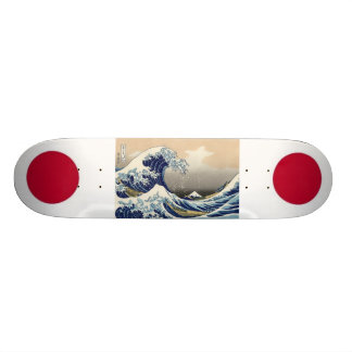Skateboard Drapeaux du Japon avec la vague de Hokusai