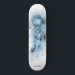 Skateboard *~* Dream Catcher Sacré Tribal Shamanic Boho<br><div class="desc">* Western BOHO American Watercolor Abstrait Dream Catcher Journey with nice Feathers as a Shamanic symbole for a Native American Spiritual Healer or BOHEMIAM design. * * *** Les couleurs sont pour la plupart MUTE TURQUOISE et TURQUOISE sur BLANC. Ce design ésotérique populaire boho créatif abstrait attrapeur de rêve moderne...</div>